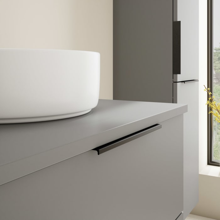 burgbad Eqio Waschtischkombination mit Keramik-Aufsatzwaschtisch 60 cm, Griff G0200