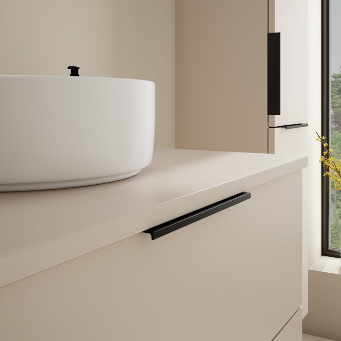 burgbad Eqio Waschtischkombination mit Keramik-Aufsatzwaschtisch 80 cm, mit Griff G0200