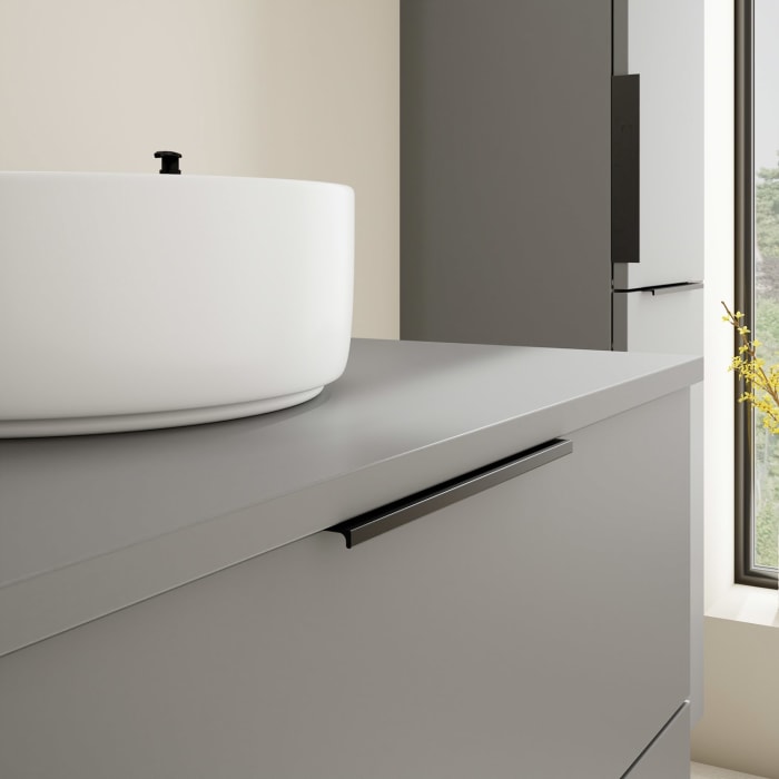 burgbad Eqio Waschtischkombination mit Keramik-Aufsatzwaschtisch 80 cm, mit Griff G0200