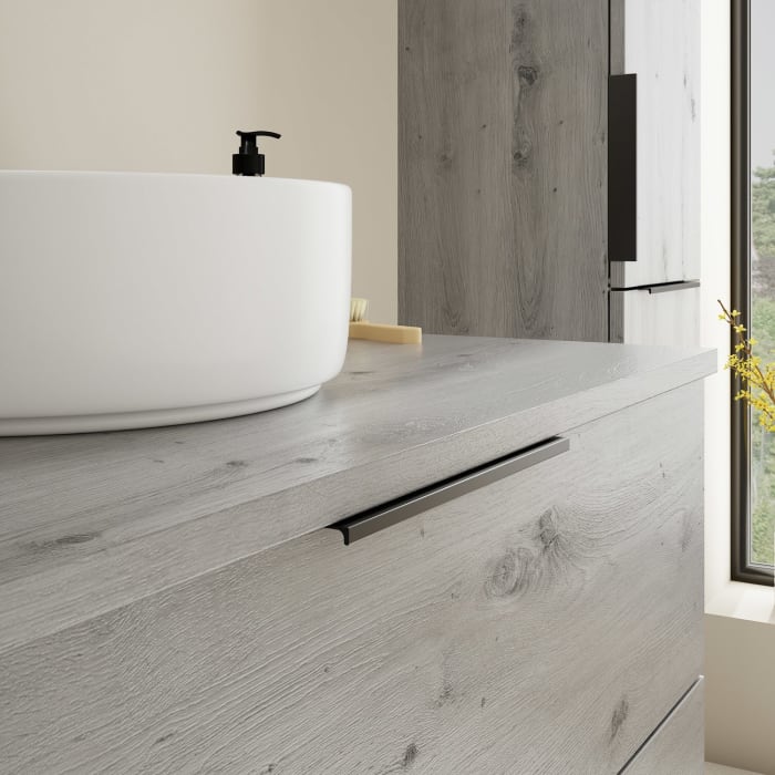 burgbad Eqio Waschtischkombination mit Keramik-Aufsatzwaschtisch 90 cm, mit Griff G0200