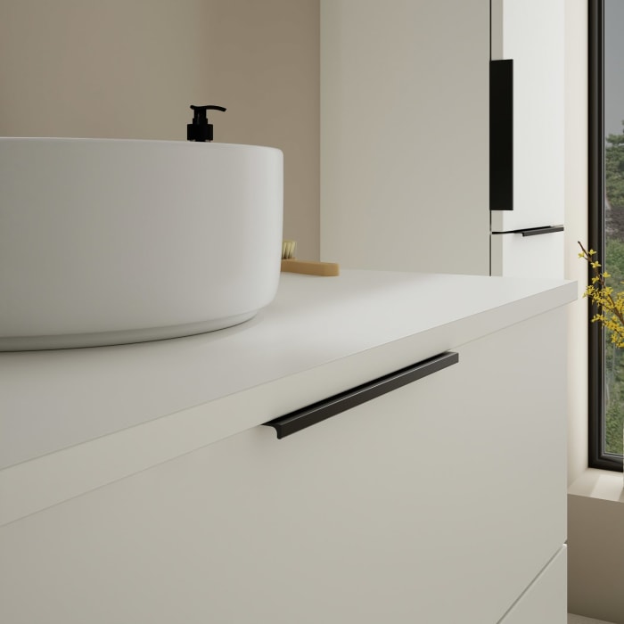 burgbad Eqio Waschtischkombination mit Keramik-Aufsatzwaschtisch 90 cm, mit Griff G0200