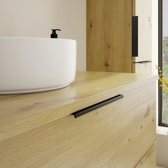 burgbad Eqio Waschtischkombination mit Keramik-Aufsatzwaschtisch 100 cm, mit Griff G0200