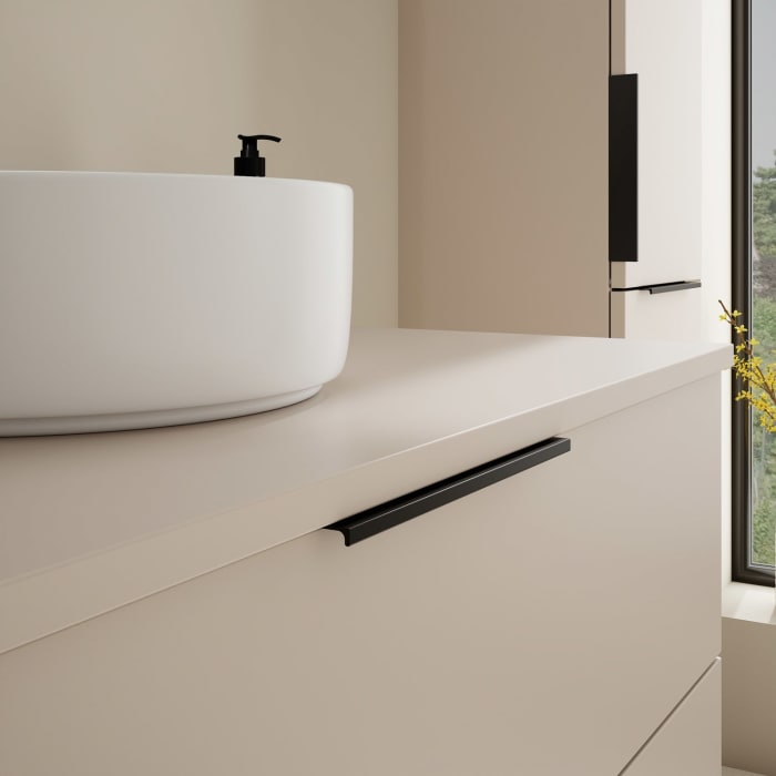 burgbad Eqio Waschtischkombination mit Keramik-Aufsatzwaschtisch 100 cm, mit Griff G0200