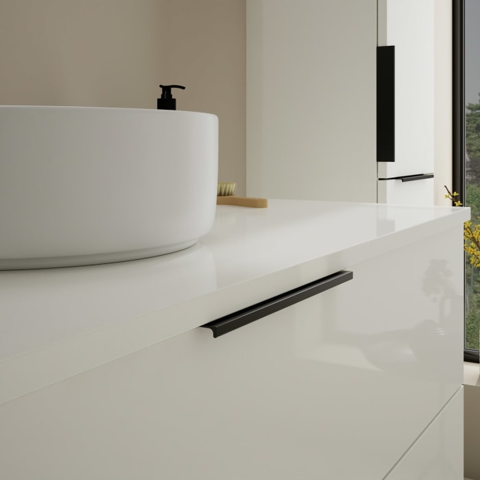 burgbad Eqio Waschtischkombination mit Keramik-Aufsatzwaschtisch 120 cm, mit Griff G0200