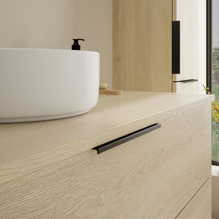 burgbad Eqio Waschtischkombination mit Keramik-Aufsatzwaschtisch 120 cm, mit Griff G0200