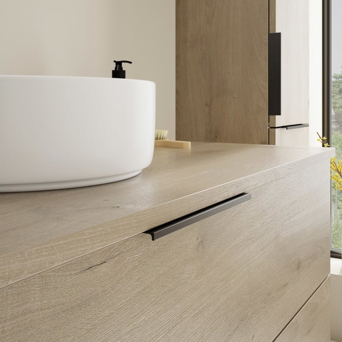 burgbad Eqio Waschtischkombination mit Keramik-Aufsatzwaschtisch 120 cm, mit Griff G0200