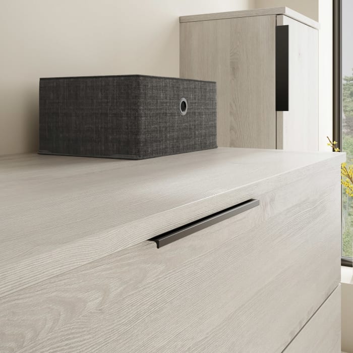 burgbad Eqio Waschtischkombination mit Keramik-Aufsatzwaschtisch 120 cm, links, mit Griff G0200