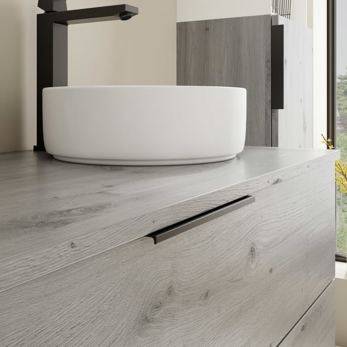 burgbad Eqio Waschtischkombination mit Keramik-Aufsatzwaschtisch 120 cm, rechts, mit Griff G0200