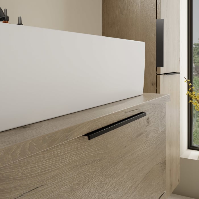 burgbad Eqio Waschtischkombination mit Keramik-Aufsatzwaschtisch 60 cm, mit Griff G0200