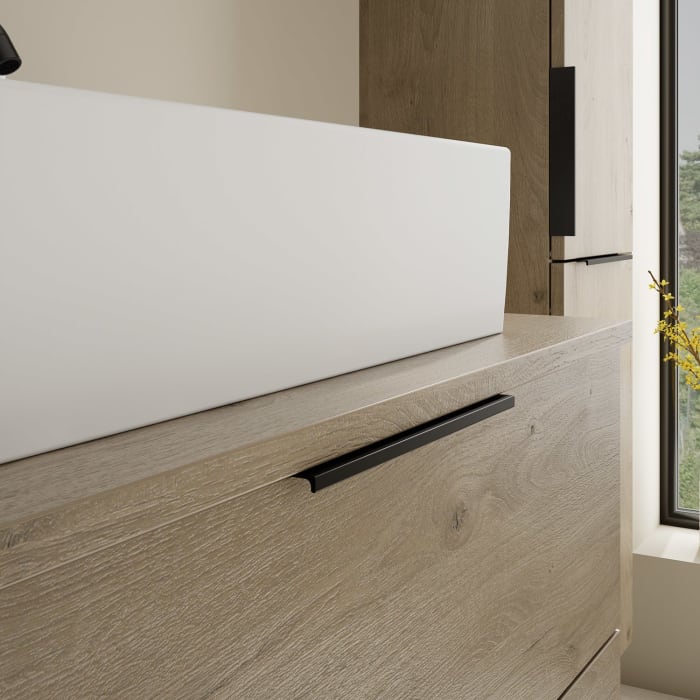 burgbad Eqio Waschtischkombination mit Keramik-Aufsatzwaschtisch 80 cm, mit Griff P0200