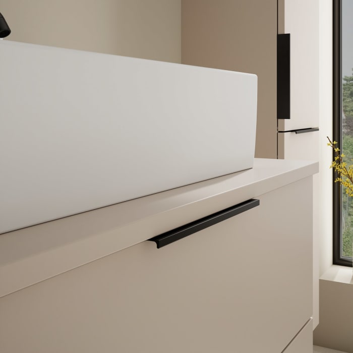 burgbad Eqio Waschtischkombination mit Keramik-Aufsatzwaschtisch 80 cm, mit Griff P0200