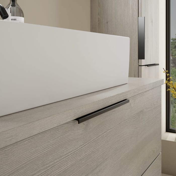 burgbad Eqio Waschtischkombination mit Keramik-Aufsatzwaschtisch 90 cm, mit Griff G0200