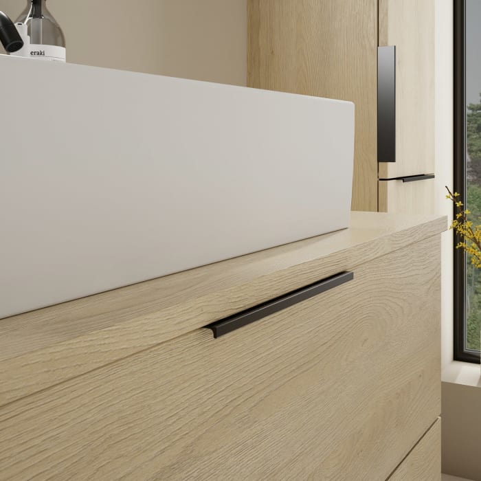 burgbad Eqio Waschtischkombination mit Keramik-Aufsatzwaschtisch 90 cm, mit Griff G0200