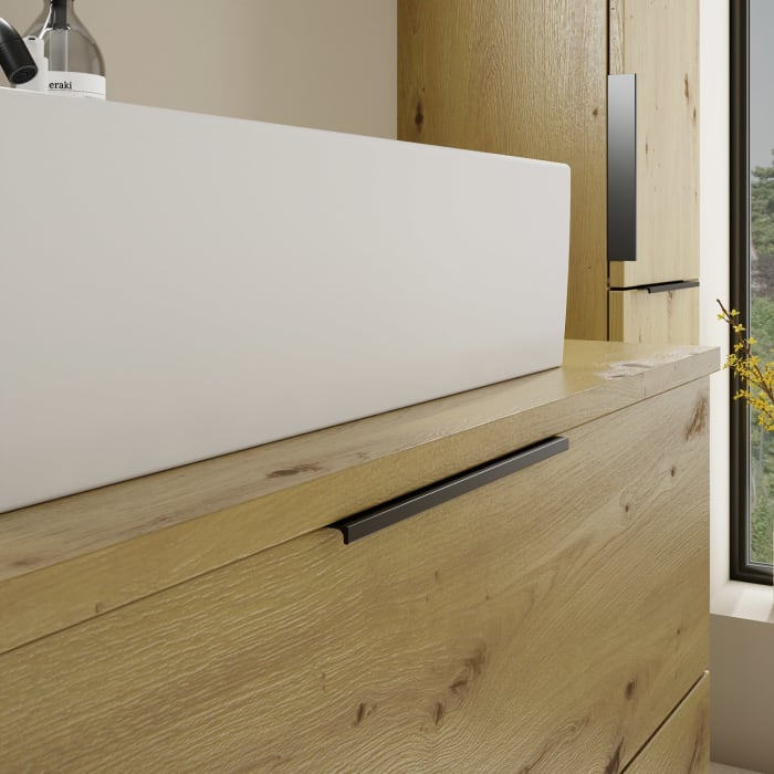 burgbad Eqio Waschtischkombination mit Keramik-Aufsatzwaschtisch 90 cm, mit Griff G0200