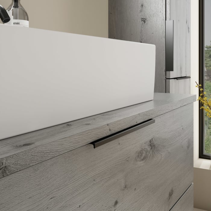 burgbad Eqio Waschtischkombination mit Keramik-Aufsatzwaschtisch 90 cm, mit Griff G0200