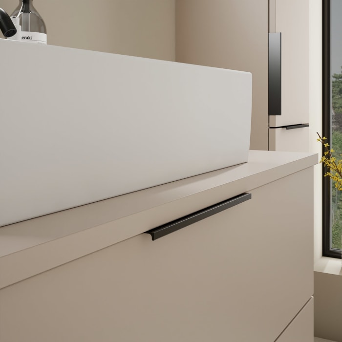 burgbad Eqio Waschtischkombination mit Keramik-Aufsatzwaschtisch 90 cm, mit Griff G0200