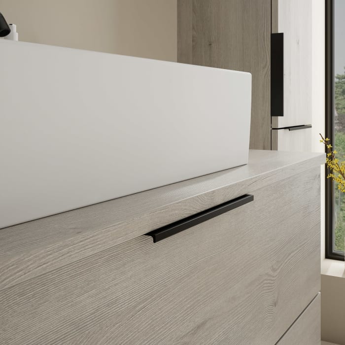 burgbad Eqio Waschtischkombination mit Keramik-Aufsatzwaschtisch 100 cm, mit Griff G0200