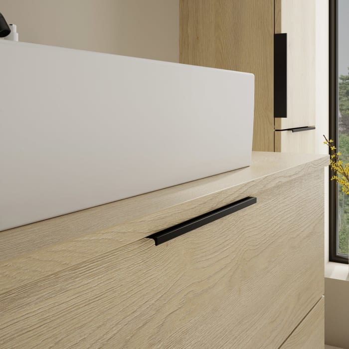 burgbad Eqio Waschtischkombination mit Keramik-Aufsatzwaschtisch 100 cm, mit Griff G0200