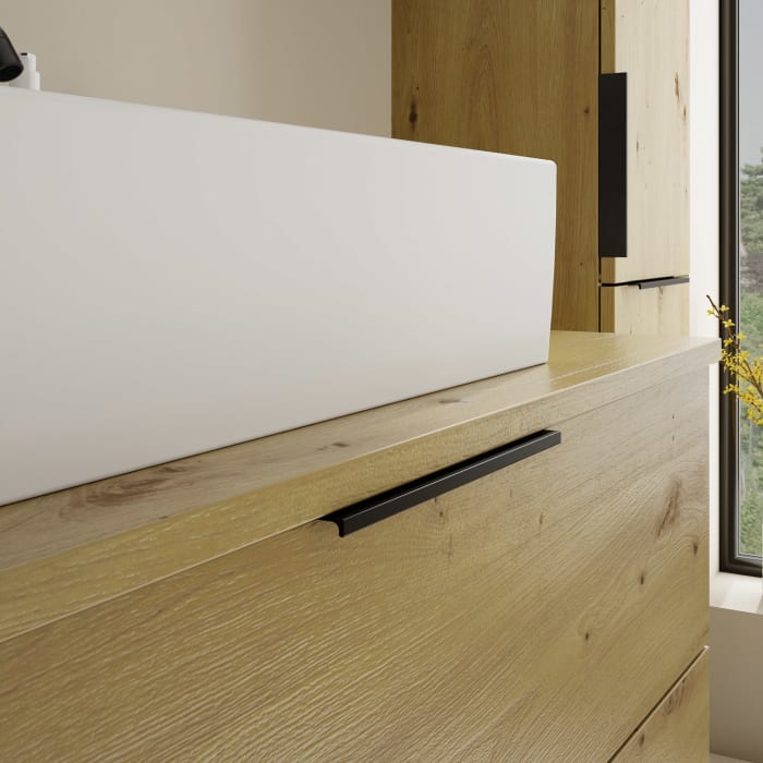 burgbad Eqio Waschtischkombination mit Keramik-Aufsatzwaschtisch 100 cm, mit Griff G0200