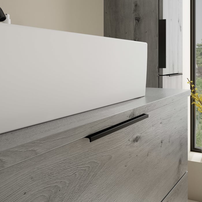 burgbad Eqio Waschtischkombination mit Keramik-Aufsatzwaschtisch 100 cm, mit Griff G0200