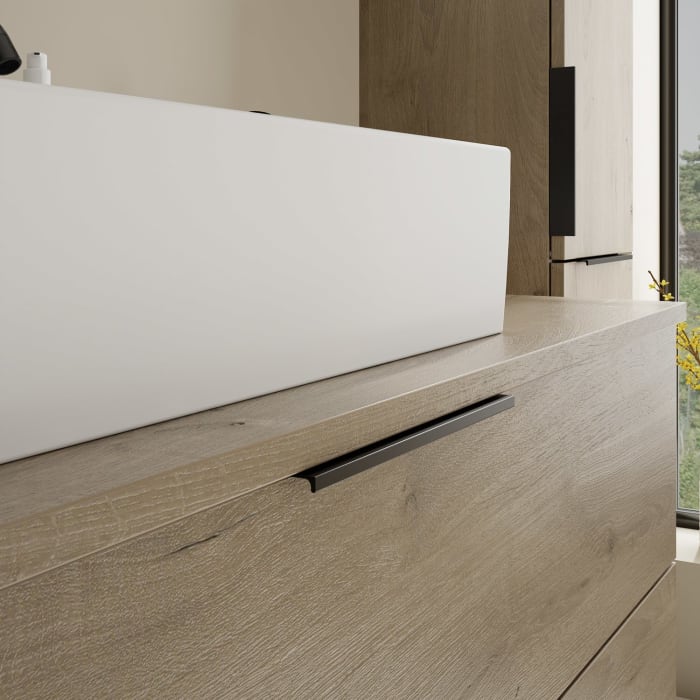 burgbad Eqio Waschtischkombination mit Keramik-Aufsatzwaschtisch 120 cm, mit Griff G0200