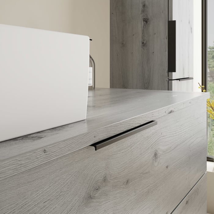 burgbad Eqio Waschtischkombination mit Keramik-Aufsatzwaschtisch 120 cm, links, mit Griff G0200