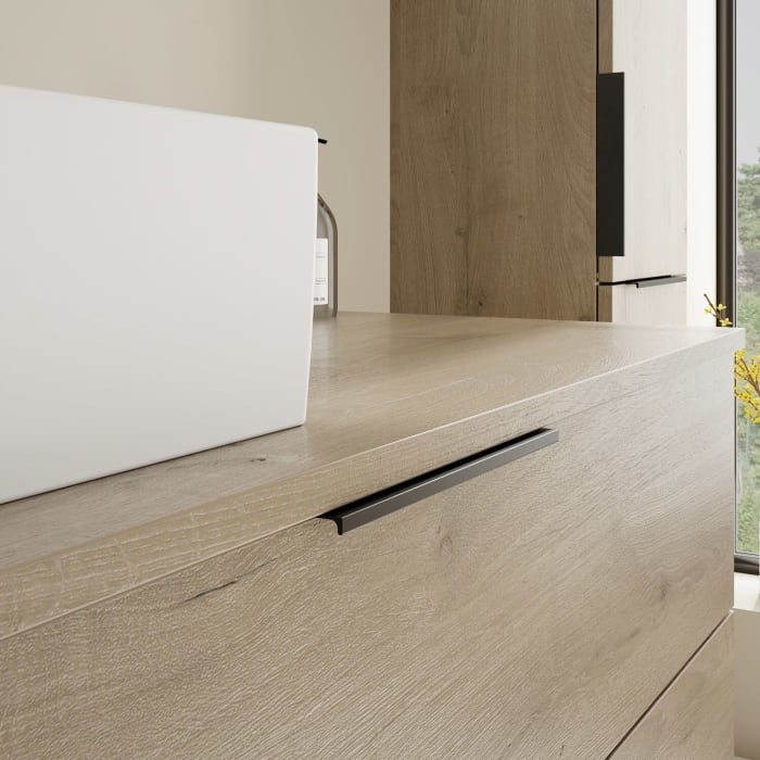 burgbad Eqio Waschtischkombination mit Keramik-Aufsatzwaschtisch 120 cm, links, mit Griff G0200