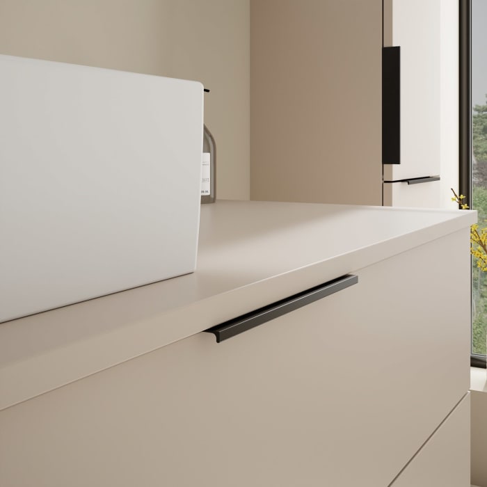 burgbad Eqio Waschtischkombination mit Keramik-Aufsatzwaschtisch 120 cm, links, mit Griff G0200