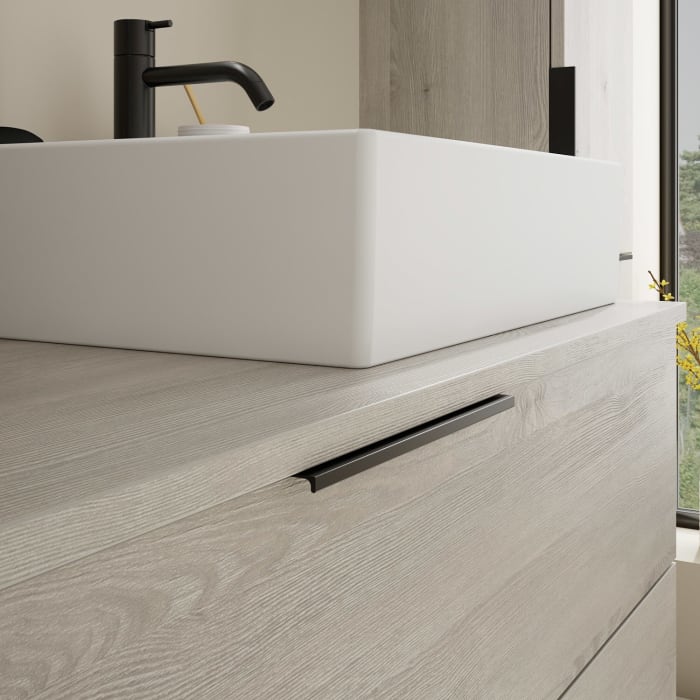 burgbad Eqio Waschtischkombination mit Keramik-Aufsatzwaschtisch 120 cm, rechts, mit Griff G0200