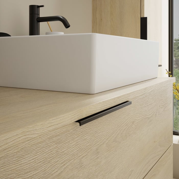 burgbad Eqio Waschtischkombination mit Keramik-Aufsatzwaschtisch 120 cm, rechts, mit Griff G0200