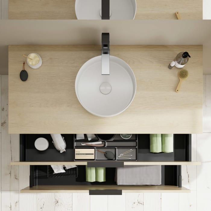 burgbad Eqio Waschtischkombination mit Keramik-Aufsatzwaschtisch 120 cm, mit Griff G0200