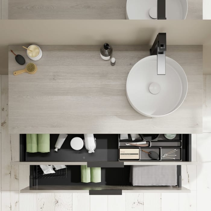 burgbad Eqio Waschtischkombination mit Keramik-Aufsatzwaschtisch 120 cm, rechts, mit Griff G0200