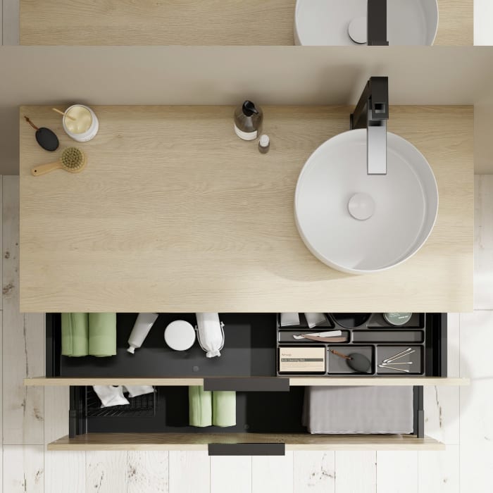 burgbad Eqio Waschtischkombination mit Keramik-Aufsatzwaschtisch 120 cm, rechts, mit Griff G0200