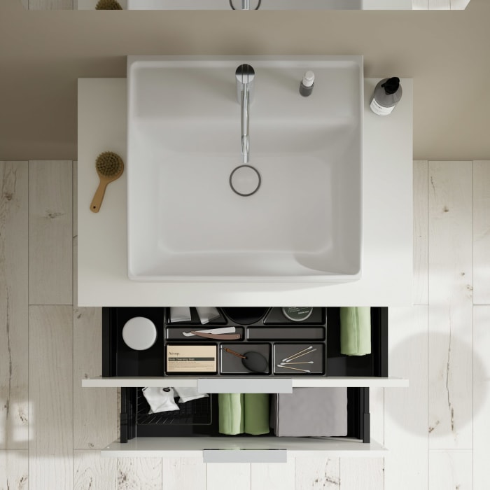 burgbad Eqio Waschtischkombination mit Keramik-Aufsatzwaschtisch 80 cm, mit Griff P0146