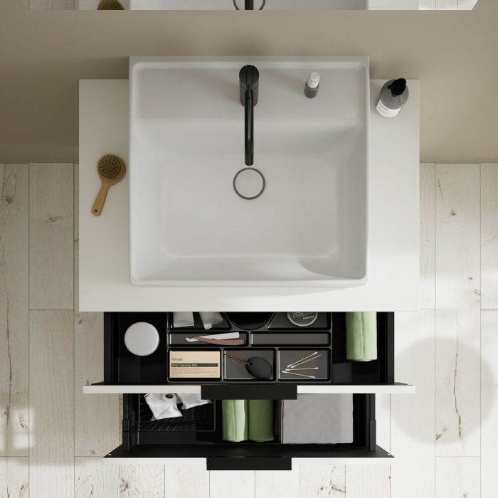 burgbad Eqio Waschtischkombination mit Keramik-Aufsatzwaschtisch 80 cm, mit Griff P0200