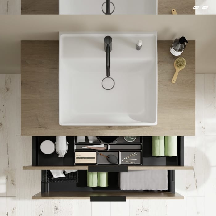 burgbad Eqio Waschtischkombination mit Keramik-Aufsatzwaschtisch 100 cm, mit Griff G0200