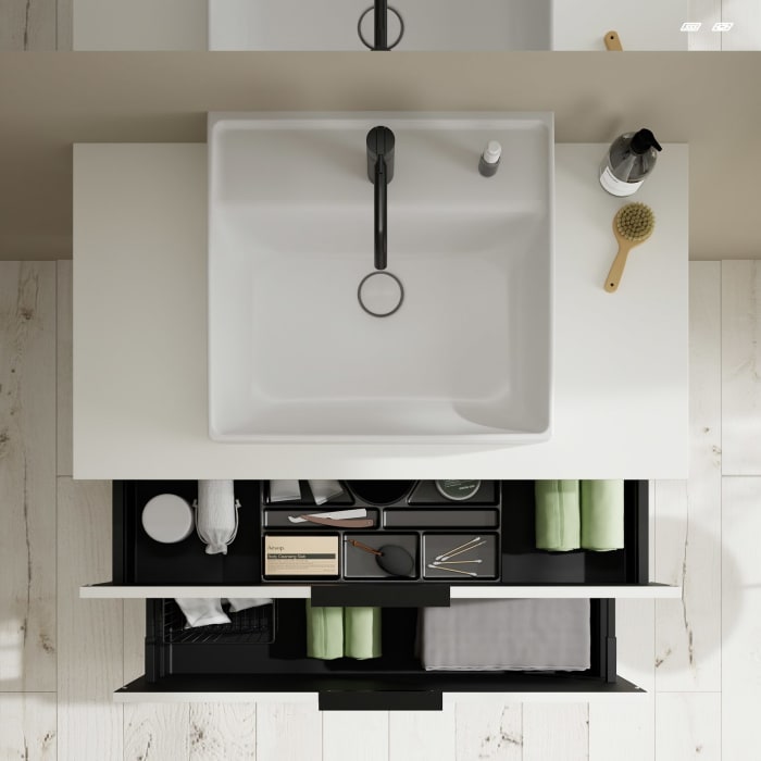 burgbad Eqio Waschtischkombination mit Keramik-Aufsatzwaschtisch 100 cm, mit Griff G0200