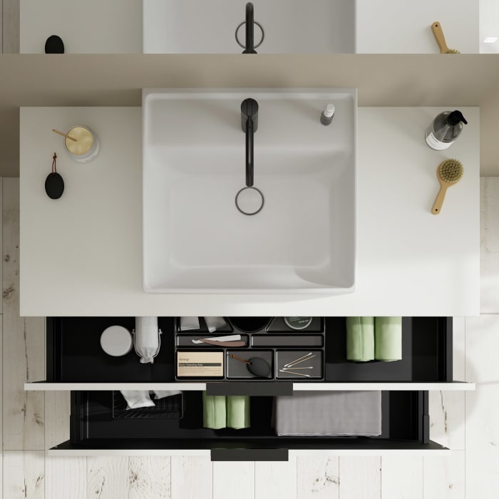 burgbad Eqio Waschtischkombination mit Keramik-Aufsatzwaschtisch 120 cm, mit Griff G0200