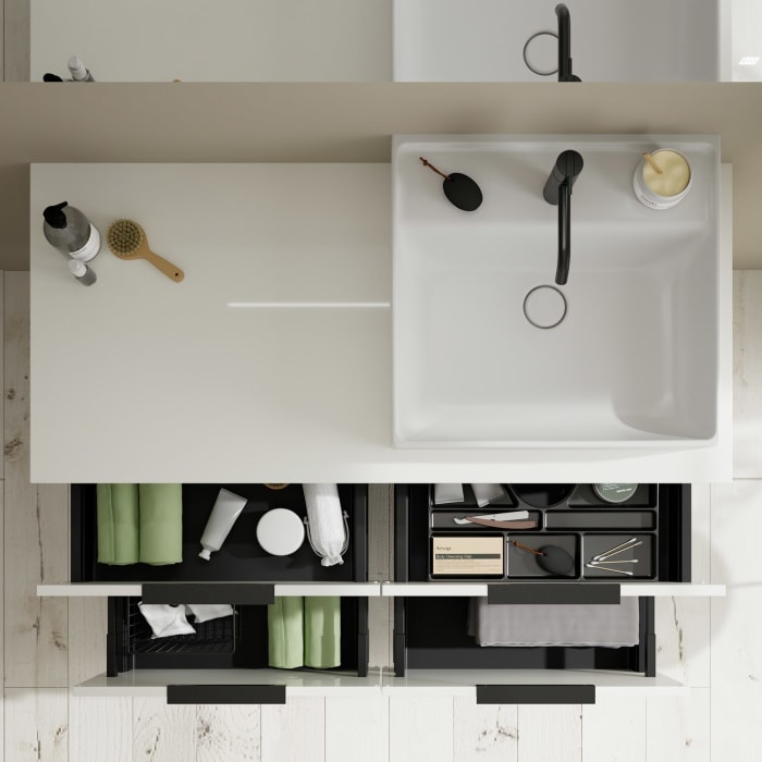 burgbad Eqio Waschtischkombination mit Keramik-Aufsatzwaschtisch 120 cm, rechts, mit Griff G0200