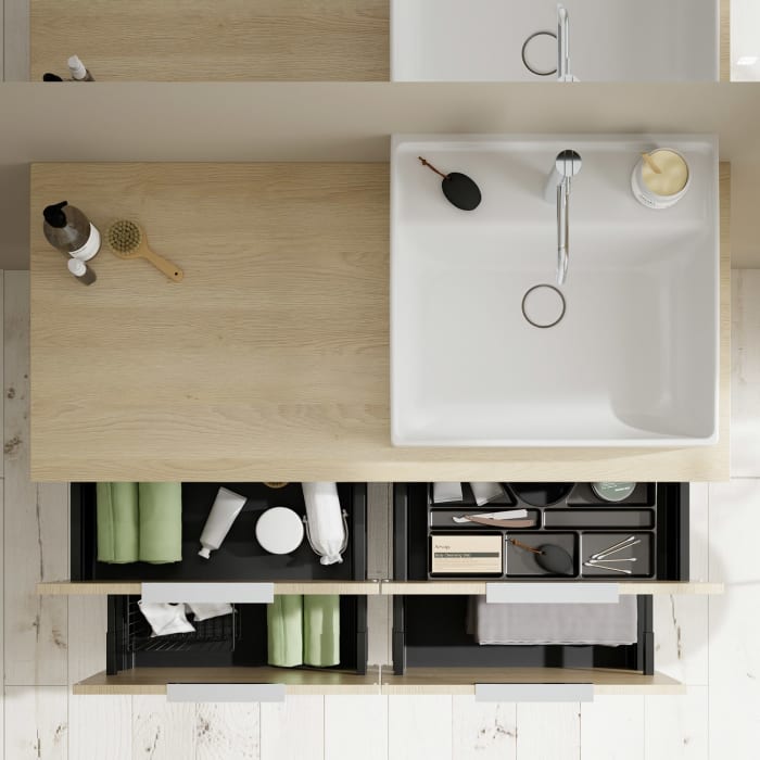 burgbad Eqio Waschtischkombination mit Keramik-Aufsatzwaschtisch 120 cm, rechts, mit Griff G0146