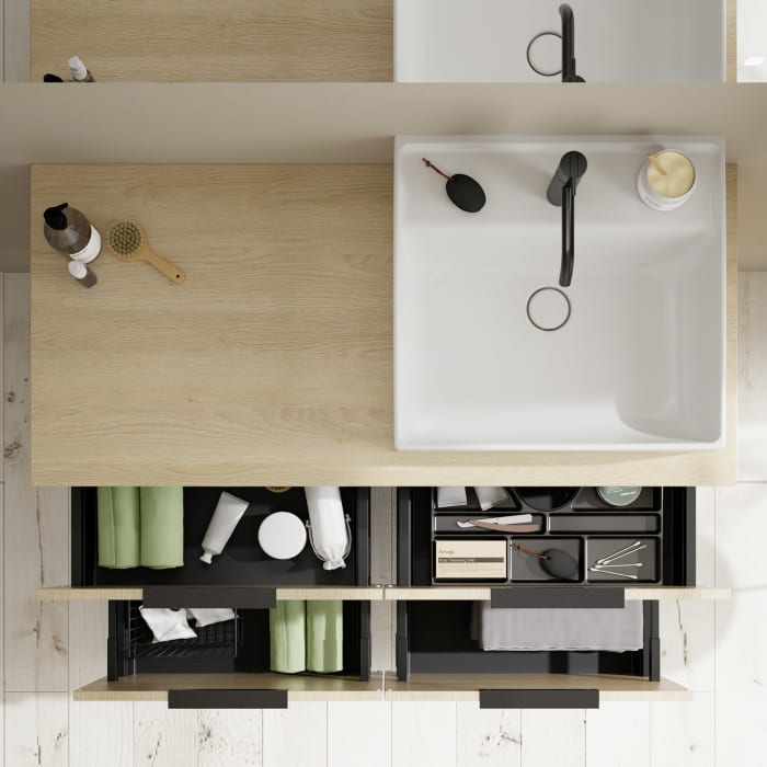 burgbad Eqio Waschtischkombination mit Keramik-Aufsatzwaschtisch 120 cm, rechts, mit Griff G0200