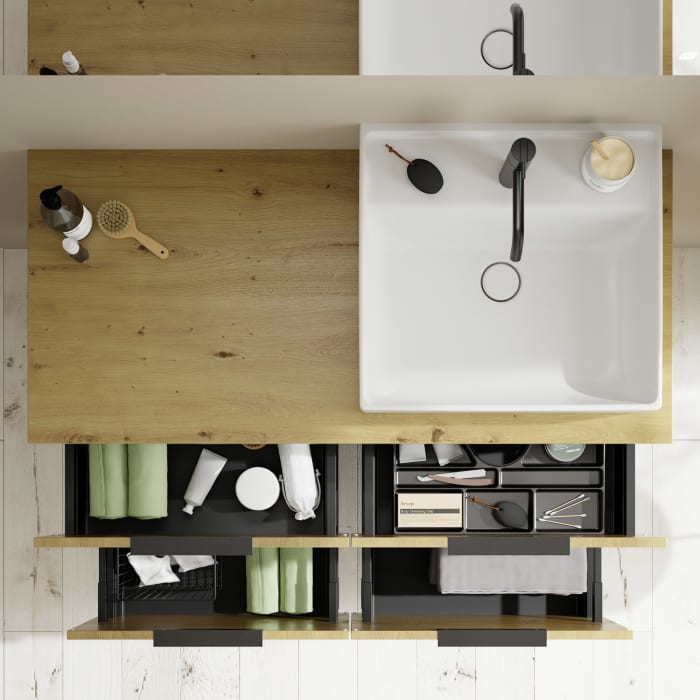 burgbad Eqio Waschtischkombination mit Keramik-Aufsatzwaschtisch 120 cm, rechts, mit Griff G0200