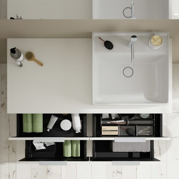 burgbad Eqio Waschtischkombination mit Keramik-Aufsatzwaschtisch 120 cm, rechts, mit Griff G0146