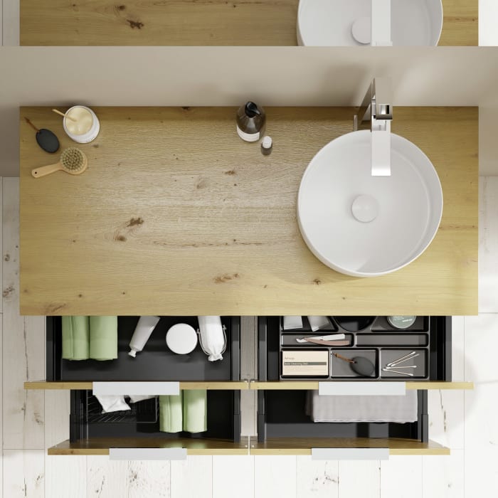 burgbad Eqio Waschtischkombination mit Keramik-Aufsatzwaschtisch 120 cm, rechts, mit Griff G0146