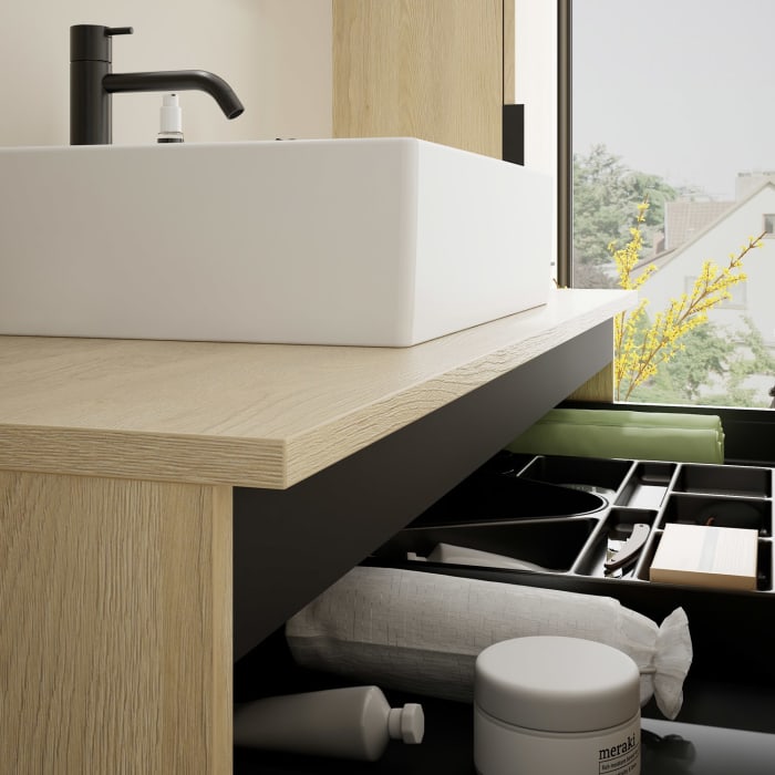 burgbad Eqio Waschtischkombination mit Keramik-Aufsatzwaschtisch 120 cm, mit Griff G0200