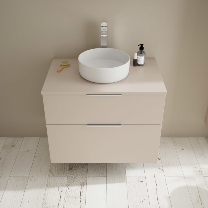 burgbad Eqio Waschtischkombination mit Keramik-Aufsatzwaschtisch 80 cm, mit Griff G0146