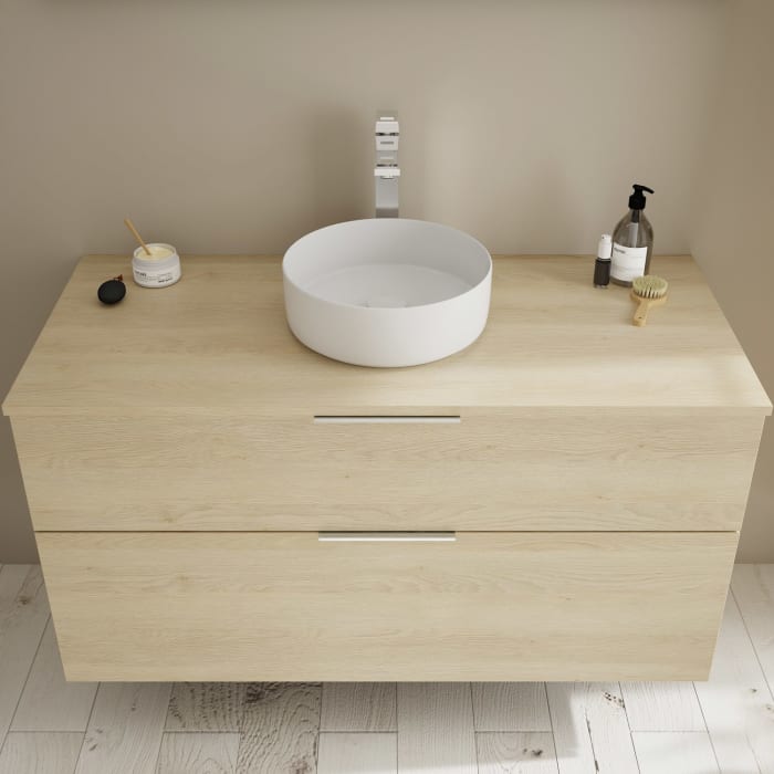 burgbad Eqio Waschtischkombination mit Keramik-Aufsatzwaschtisch 120 cm, mit Griff G0146