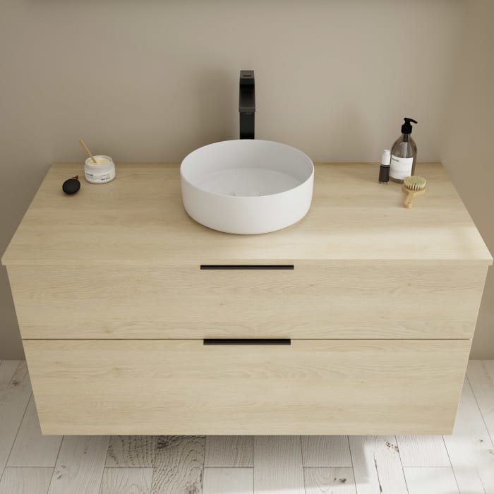 burgbad Eqio Waschtischkombination mit Keramik-Aufsatzwaschtisch 120 cm, mit Griff G0200