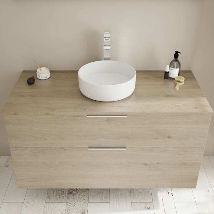 burgbad Eqio Waschtischkombination mit Keramik-Aufsatzwaschtisch 120 cm, mit Griff G0146