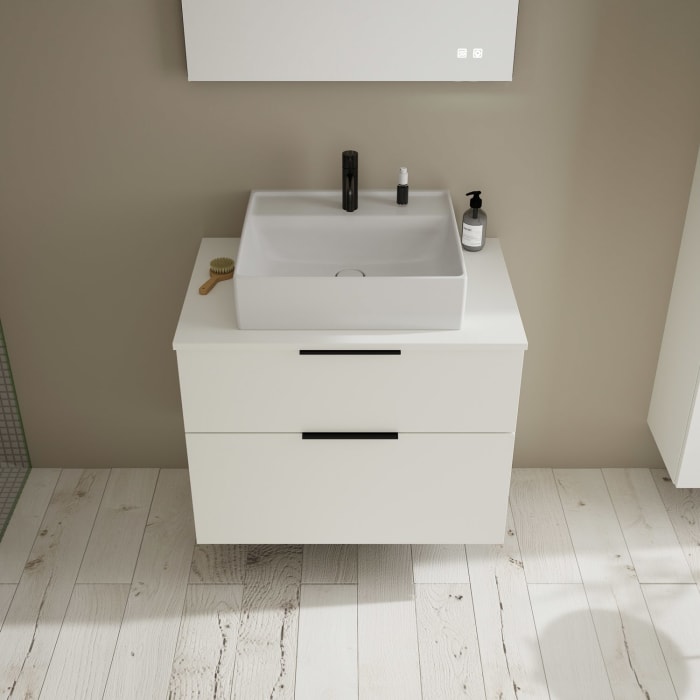 burgbad Eqio Waschtischkombination mit Keramik-Aufsatzwaschtisch 80 cm, mit Griff P0200